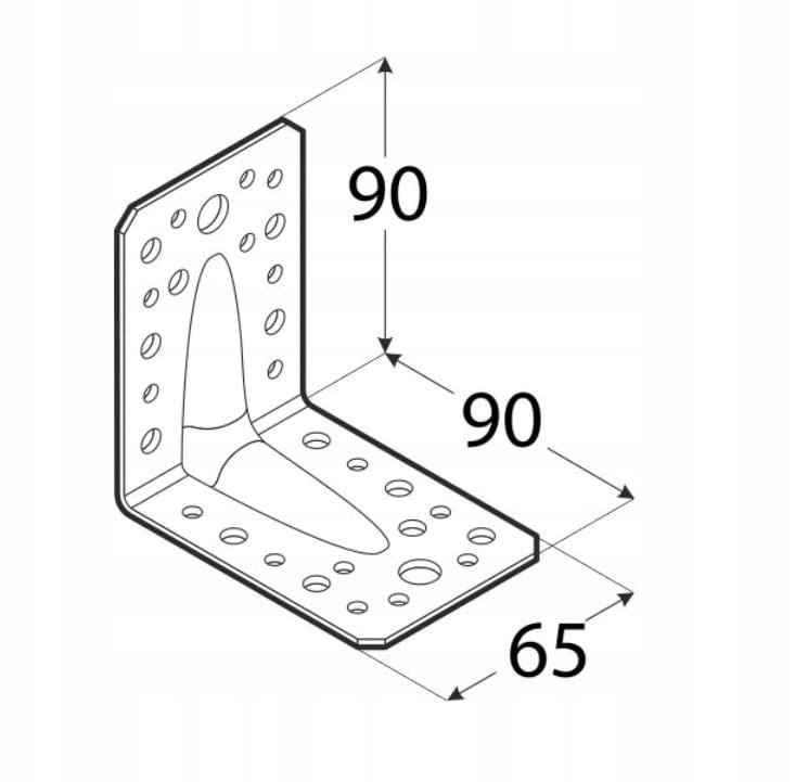 Kątownik Ciesielski Montażowy WZMOCNIONY 105X105X90mm 2,5mm Wkręt-met 10 sztuk