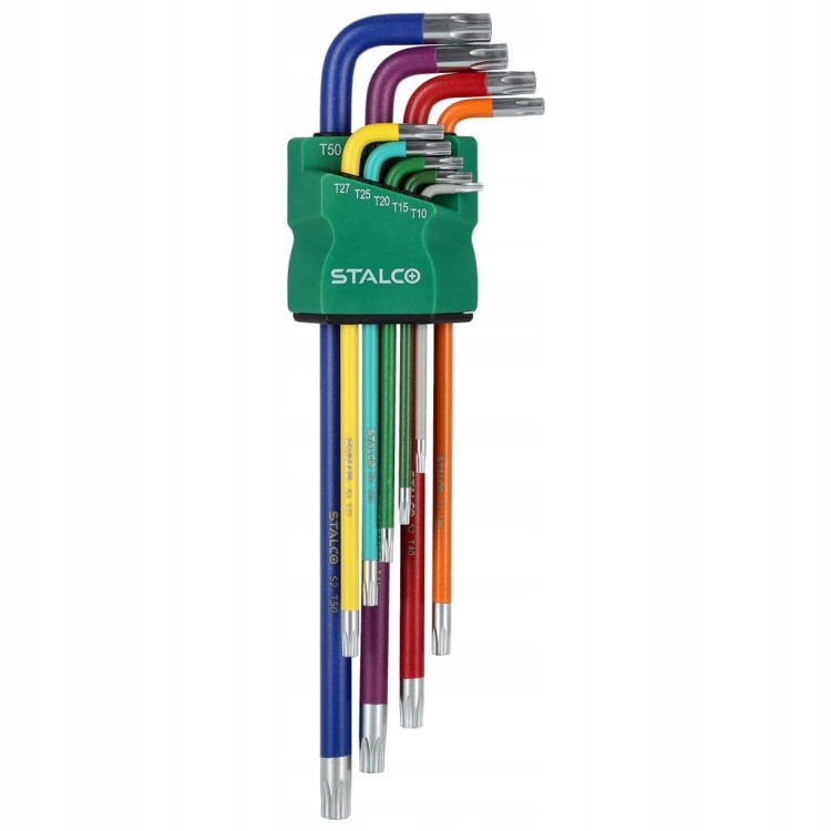 Klucze Torx Extra Długie z Otworem Kolor T 10,15,20,25,27,30,40,45,50