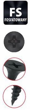 Wkręty Do Metalu G-K Czarne Fosfatowane Karton Gips G-K 3,5x25 1000 szt
