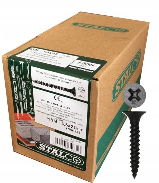 Wkręty Do Metalu G-K Czarne Fosfatowane Karton Gips G-K 3,5x35 1000szt
