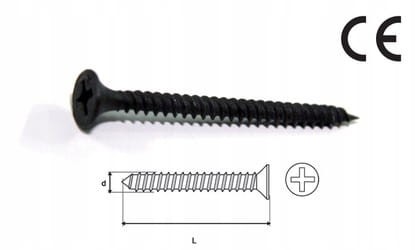Wkręty Do Metalu G-K Czarne Fosfatowane Karton Gips G-K 3,5x35 1000szt