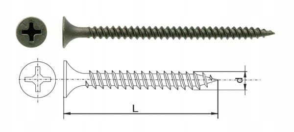 Wkręty Do Metalu G-K Czarne Fosfatowane Karton Gips G-K 3,5x35 1000szt