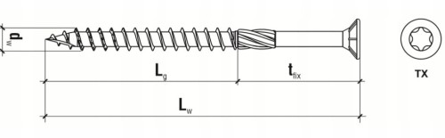 Wkrety do Drewna Ciesielskie Stożkowe Stalco 6x50 Torx 200 Szt