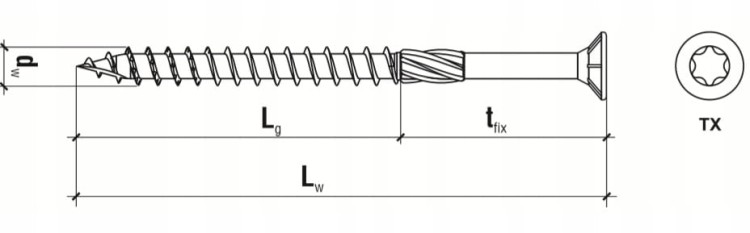 Wkrety do Drewna Ciesielskie Stożkowe Stalco 6x50 Torx 200 Szt
