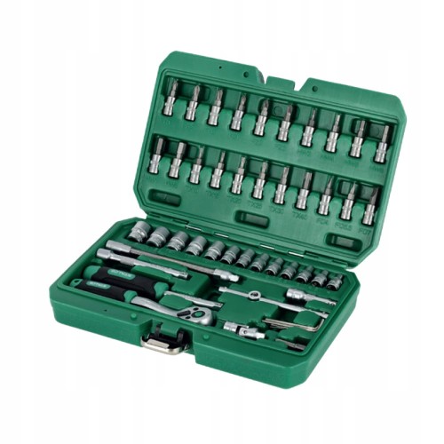 ZESTAW KLUCZY NASADOWYCH Z GRZECHOTKĄ 1/4” 48 ELEMENTÓW STALCO